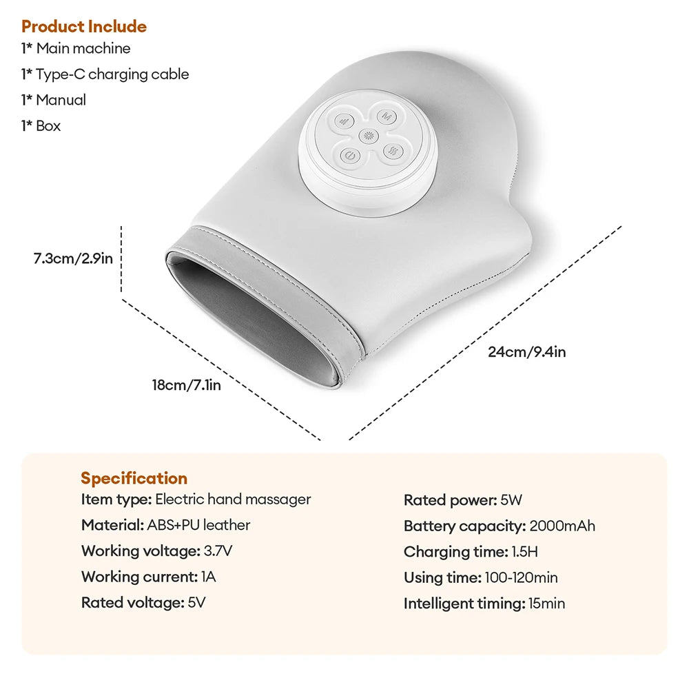 Electric Air Pressure Hand and Wrist Massager for Tension Relief with Acupoint Therapy