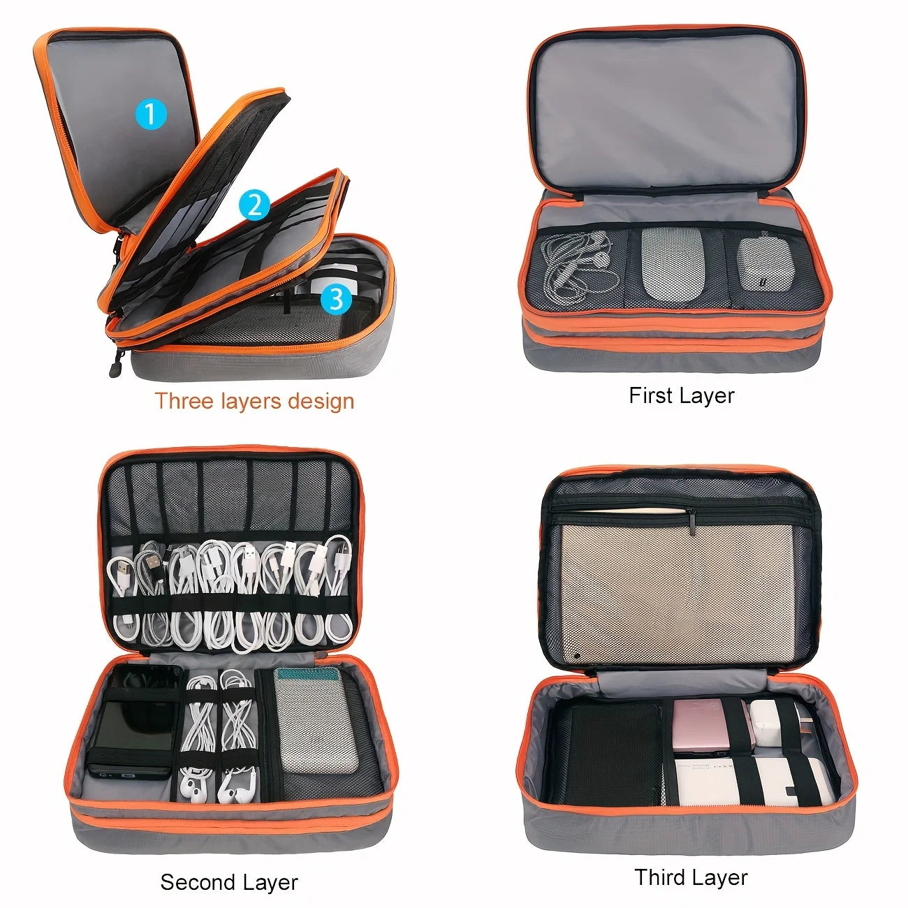 Multi Layer Travel Cable Organizer Bag to Keep Every Charger and Accessory Tangle Free