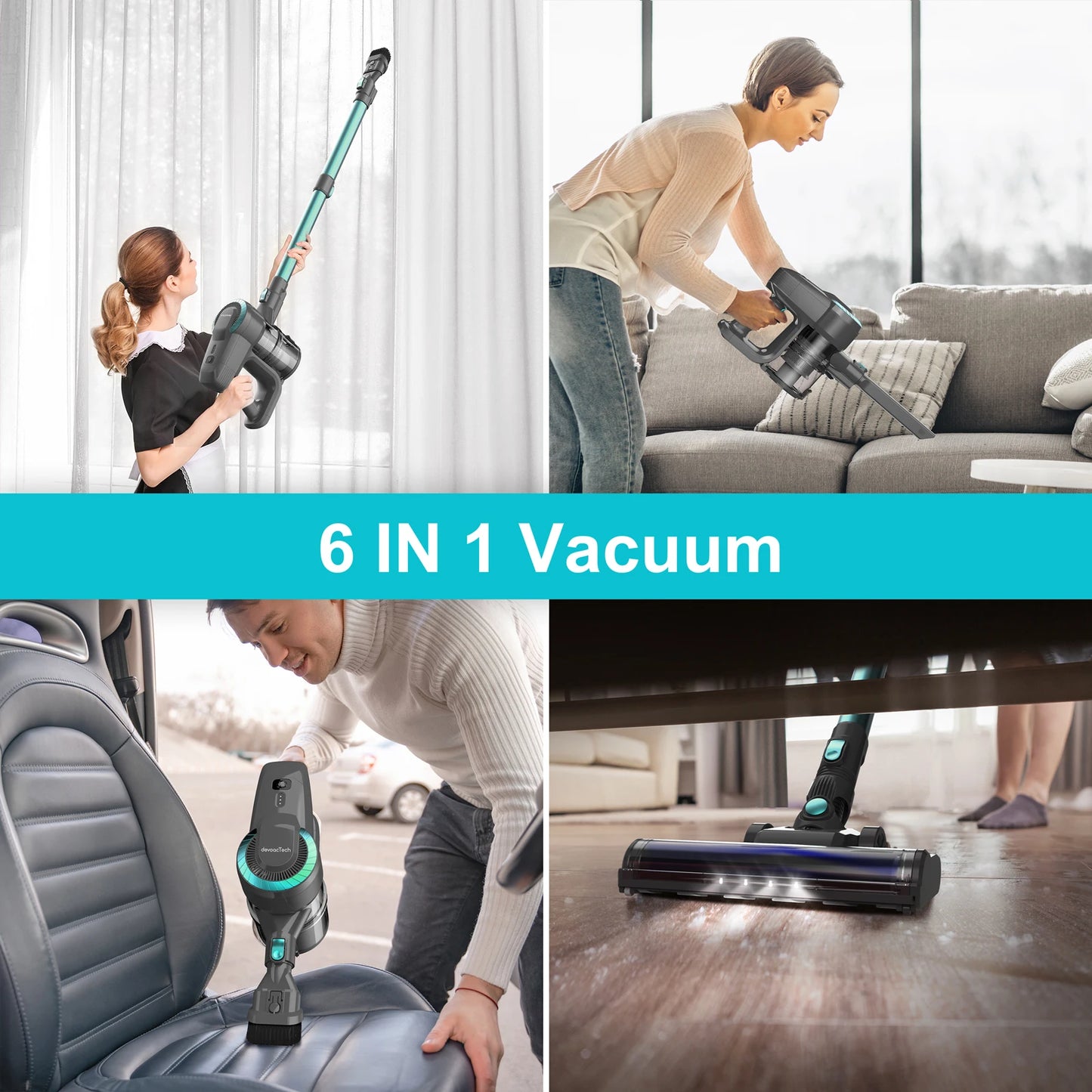 20Kpa Lightweight Cordless Stick Vacuum for Carpet Floors and Pet Hair