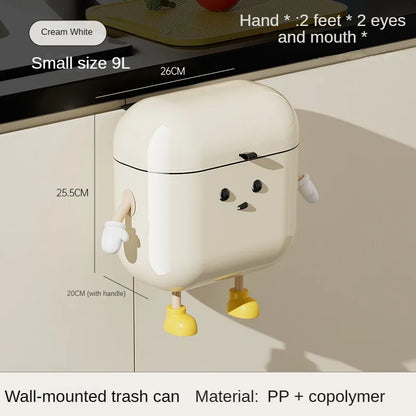 Wall Mounted Kitchen Trash Can with Lid for Space Saving No Bend Waste Disposal