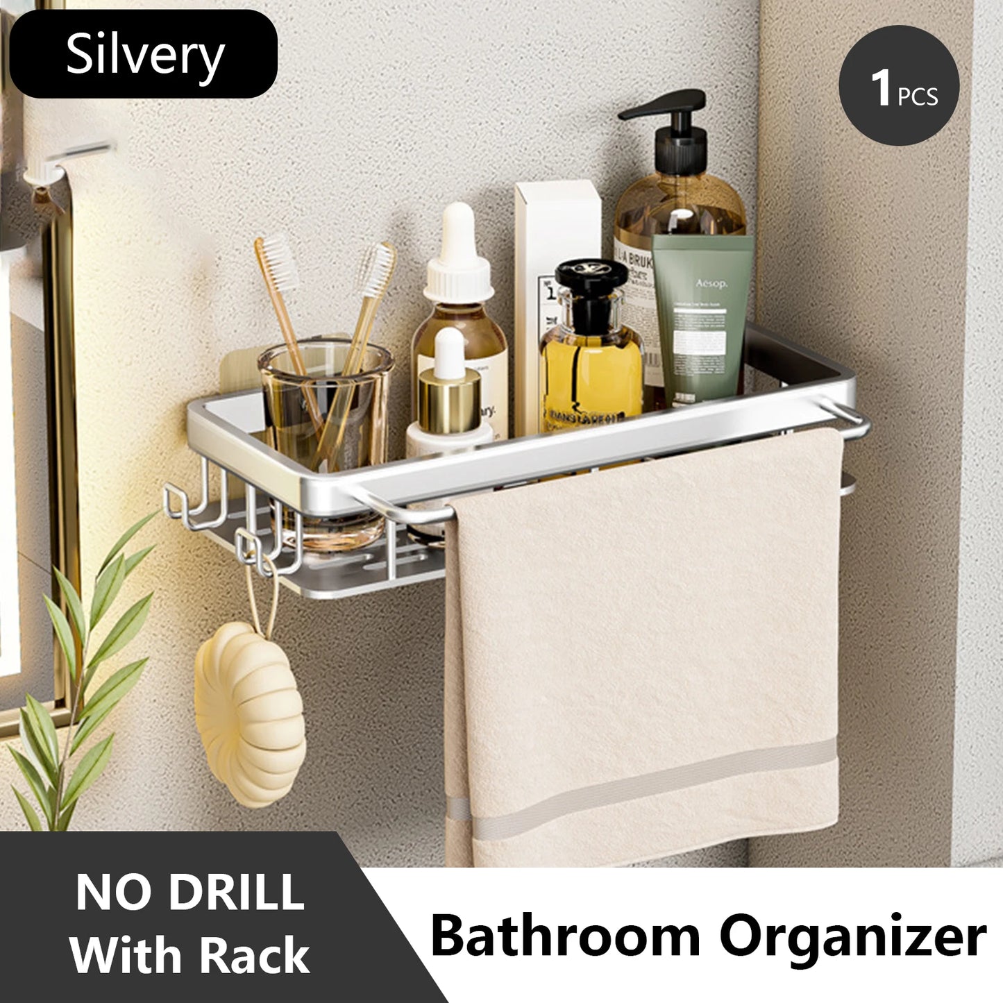Rustproof Stainless Steel Suction Shower Rack for Bathroom Storage That Stays Put