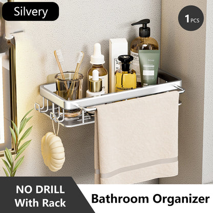 Rustproof Stainless Steel Suction Shower Rack for Bathroom Storage That Stays Put