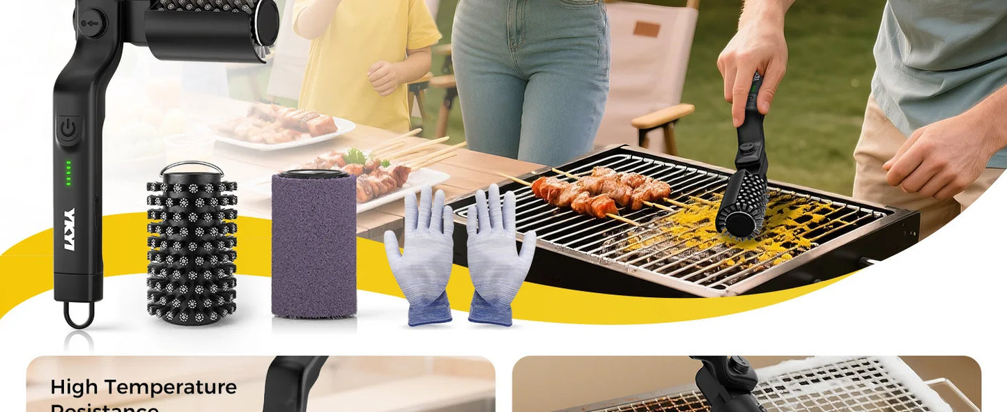 Cordless Electric BBQ Grill Brush for Deep Cleaning Heavy Grease Effortlessly