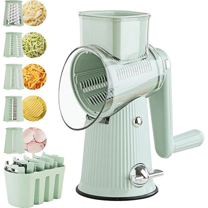 5 in 1 Rotary Cheese Grater and Mandoline Slicer for Faster Safer Kitchen Prep