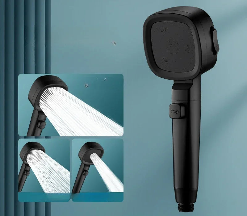 3 Mode High Pressure Water Saving Shower Head with One Touch Flow Control