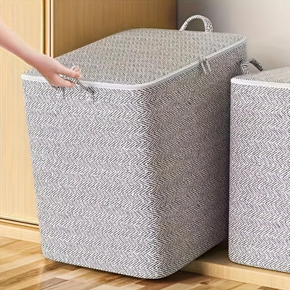 Extra Large Lidded Storage Box for Durable Space Saving Organization of Clothes and Bedding