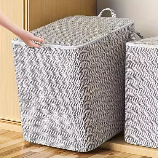 Extra Large Lidded Storage Box for Durable Space Saving Organization of Clothes and Bedding