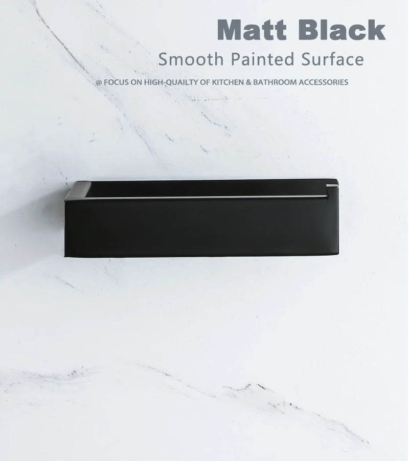 Matte Black Stainless Steel Toilet Paper Holder with Easy Damage Free Install