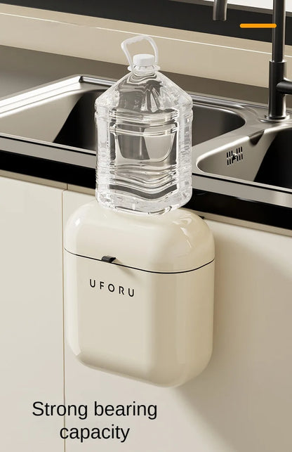 Wall Mounted Kitchen Trash Can with Lid for Space Saving No Bend Waste Disposal