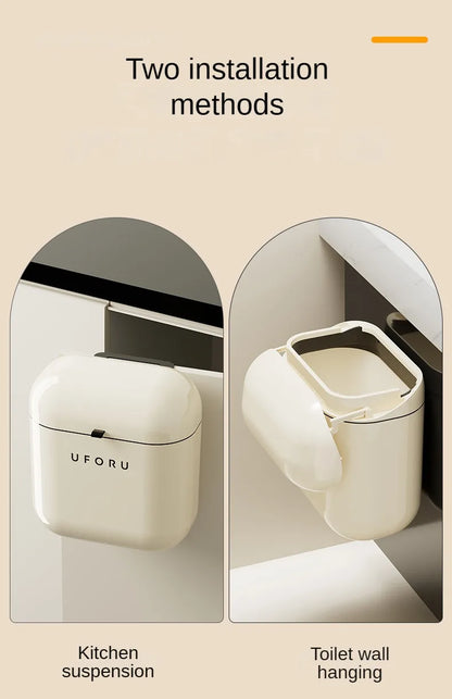 Wall Mounted Kitchen Trash Can with Lid for Space Saving No Bend Waste Disposal