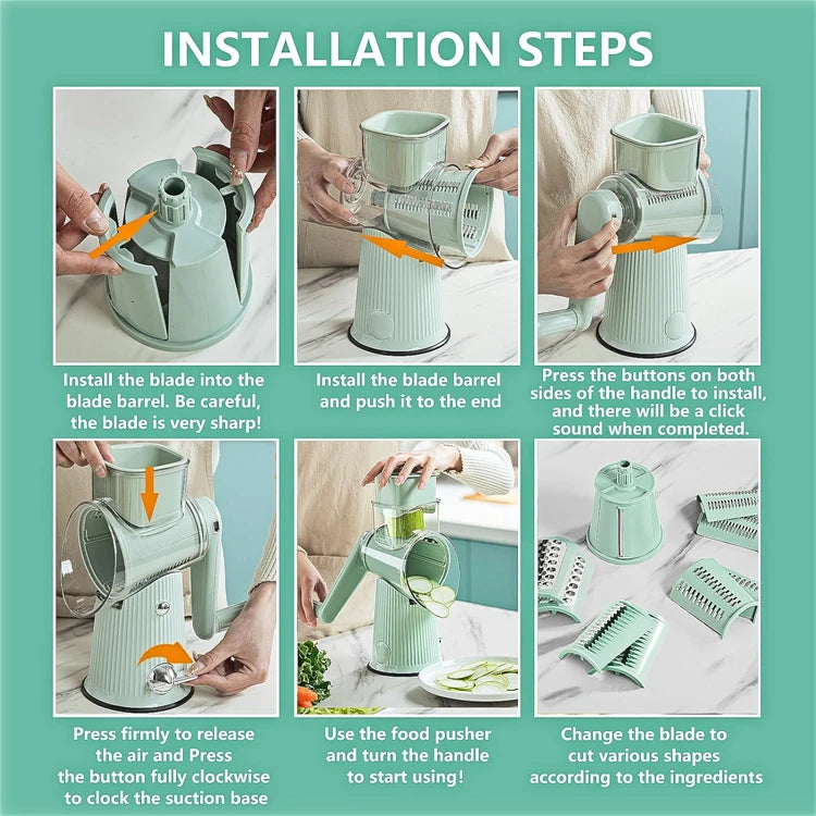 5 in 1 Rotary Cheese Grater and Mandoline Slicer for Faster Safer Kitchen Prep