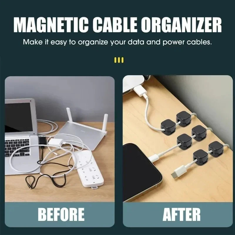 Magnetic Cable Organizer Clips to Keep Cords Tidy on Any Desk or Surface