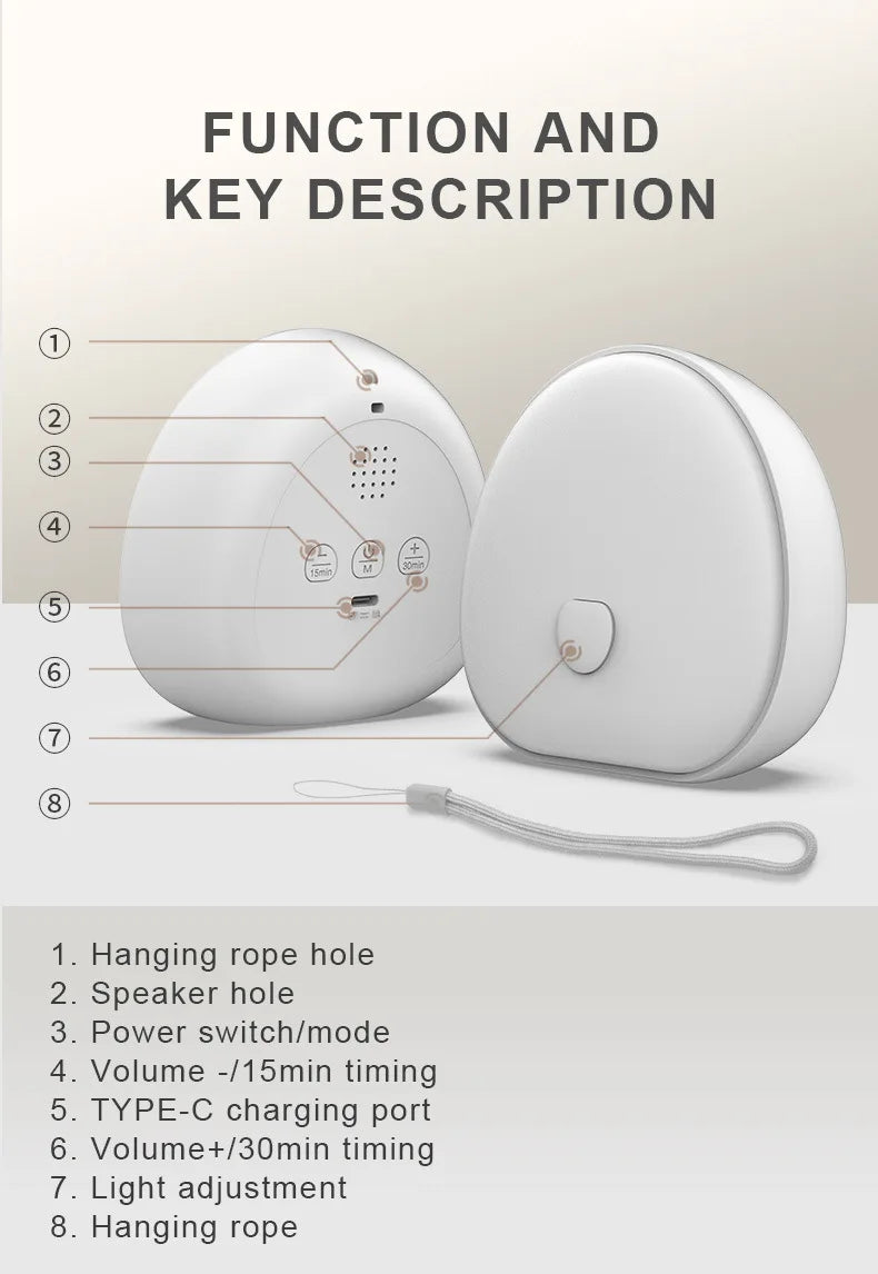 White Noise Machine with LED Night Light for Better Sleep for Babies and Adults