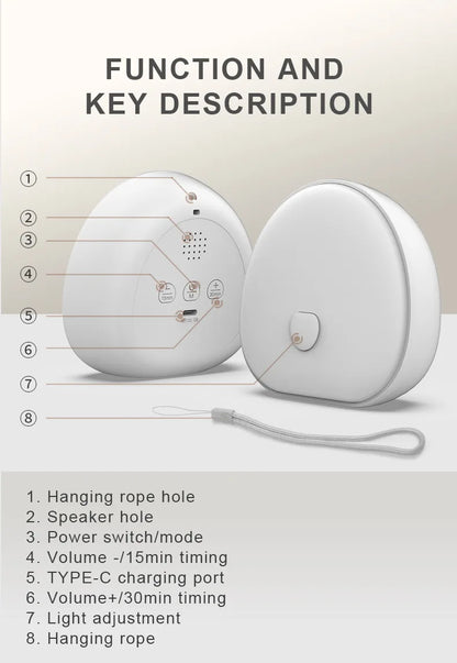 White Noise Machine with LED Night Light for Better Sleep for Babies and Adults