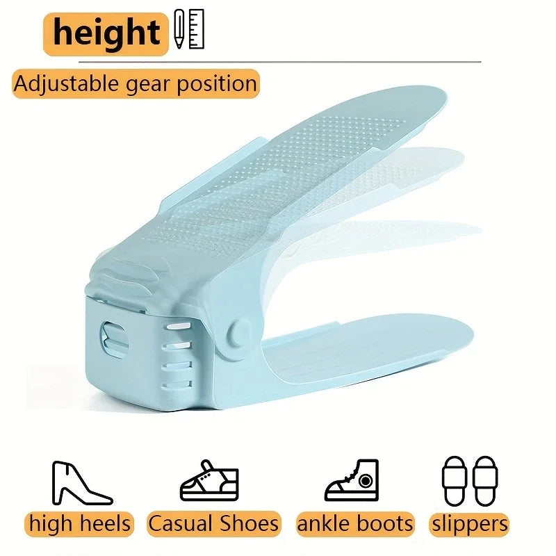Adjustable Double Layer Plastic Shoe Rack for Modular Space Efficient Shoe Storage