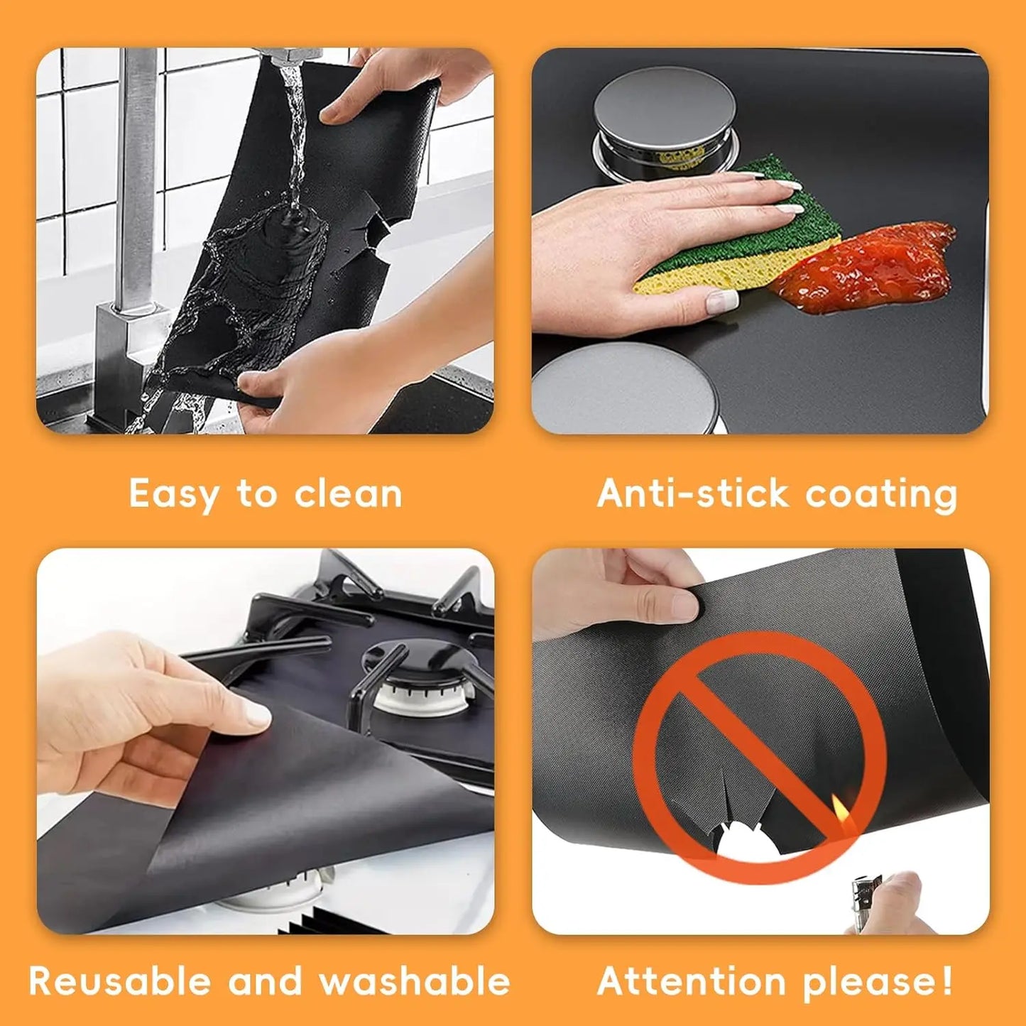 Heat Resistant Nonstick Stove Protector Pads for Mess Free Cooking and Easy Cleanup