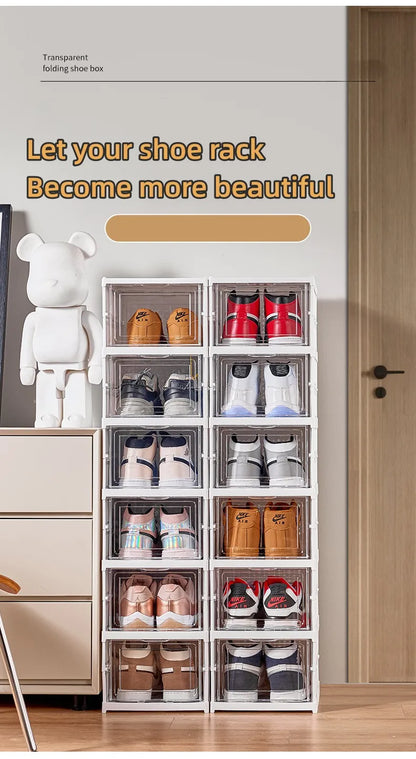 Stackable Clear Shoe Storage Boxes for Dustproof Space Saving Sneaker Organization
