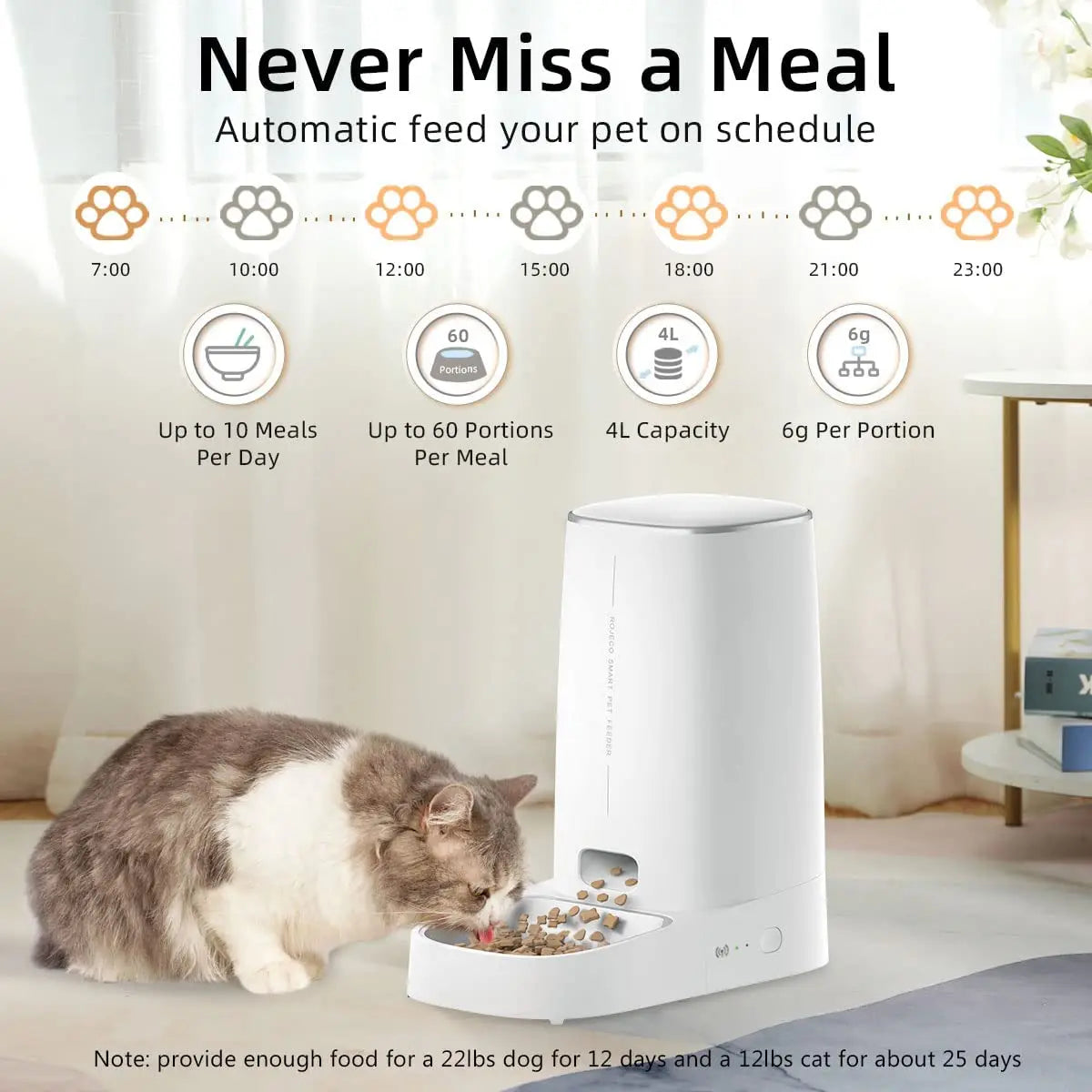 Smart WiFi Automatic Pet Feeder to Schedule and Control Your Pets Meals Remotely