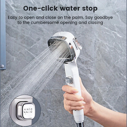 3 Mode High Pressure Water Saving Shower Head with One Touch Flow Control