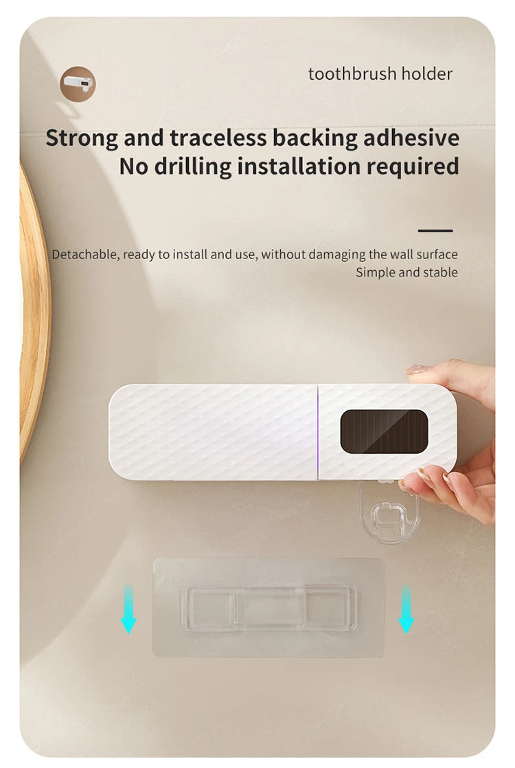 Wall Mounted Smart Toothbrush Drying Rack with Toothpaste Dispenser for a Hygienic Bathroom