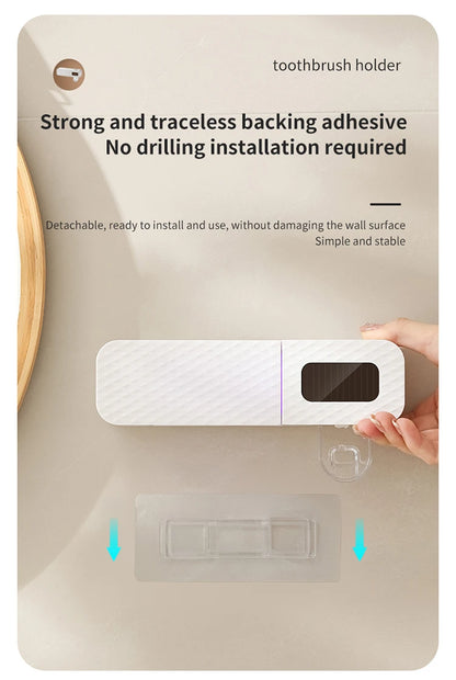 Wall Mounted Smart Toothbrush Drying Rack with Toothpaste Dispenser for a Hygienic Bathroom