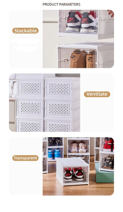 Stackable Clear Shoe Storage Boxes for Dustproof Space Saving Sneaker Organization