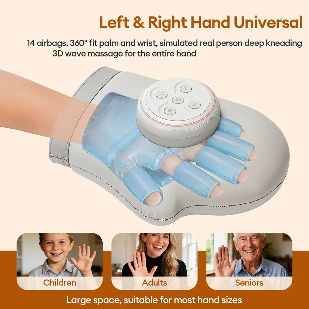 Electric Air Pressure Hand and Wrist Massager for Tension Relief with Acupoint Therapy