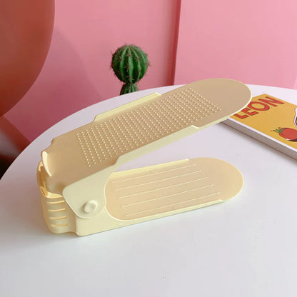 Adjustable Double Layer Plastic Shoe Rack for Modular Space Efficient Shoe Storage