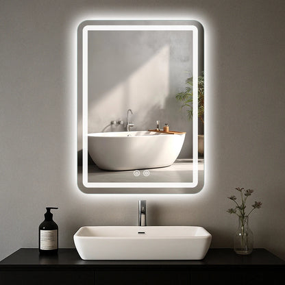 20x28 Inch LED Backlit Bathroom Mirror with Demister for Fog Free Flattering Lighting