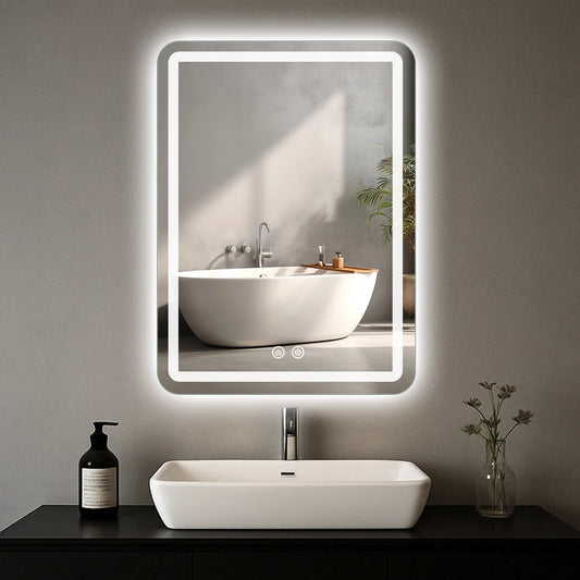 20x28 Inch LED Backlit Bathroom Mirror with Demister for Fog Free Flattering Lighting