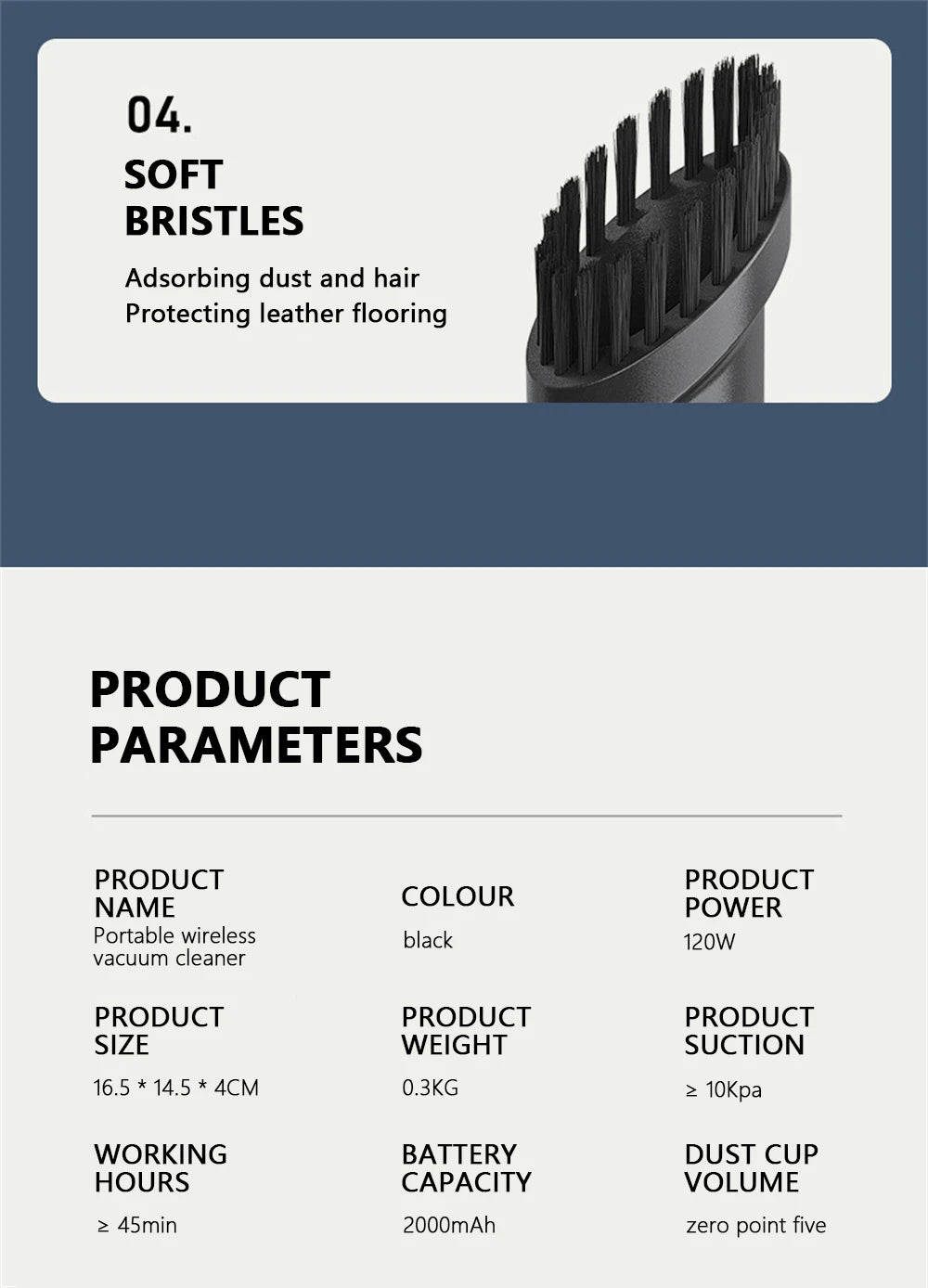 50000Pa Cordless Handheld Vacuum for Powerful Suction on Home Car and Pet Hair