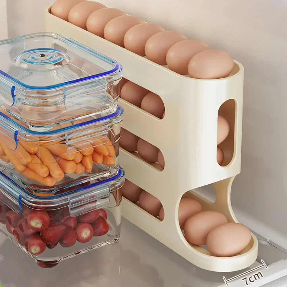 4 Layer Auto Rolling Egg Dispenser for Fresh Eggs First and Maximum Fridge Space