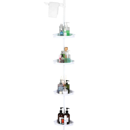 4 Tier Tension Pole Corner Shower Caddy for Maximum Bathroom Storage Without Drilling