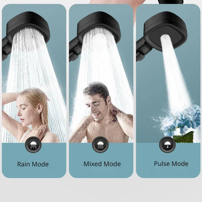 3 Mode High Pressure Water Saving Shower Head with One Touch Flow Control