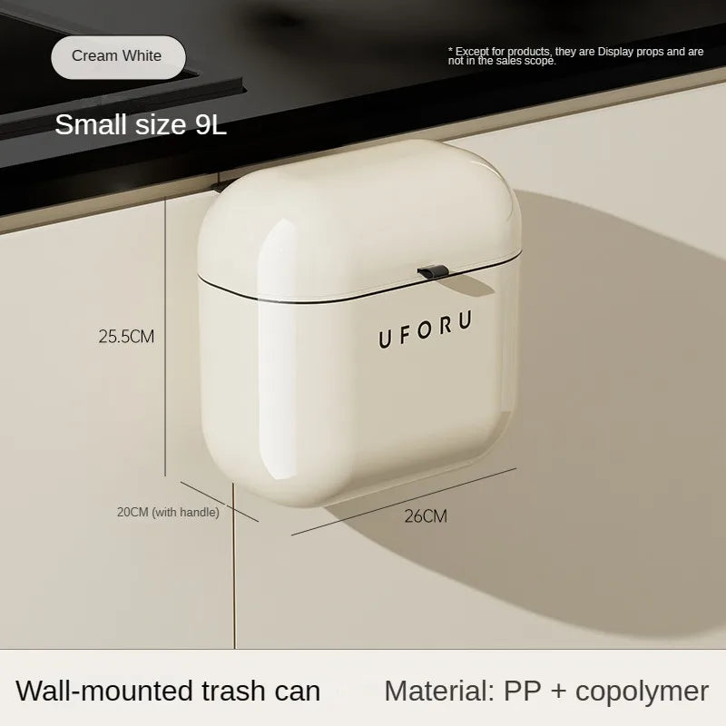 Wall Mounted Kitchen Trash Can with Lid for Space Saving No Bend Waste Disposal