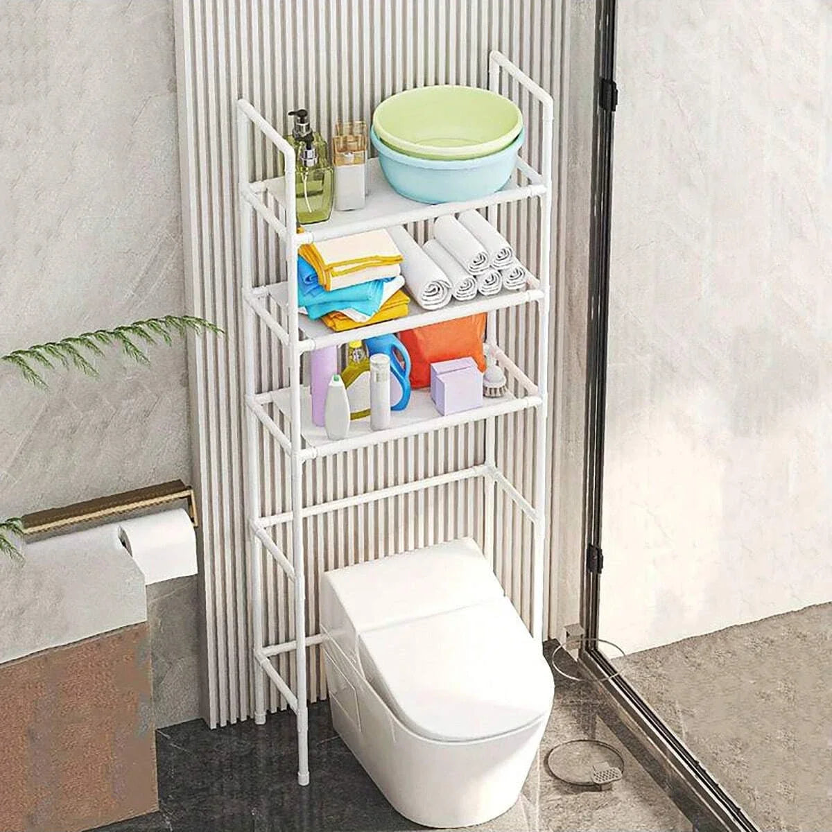 Over the Toilet Multi Tier Storage Rack to Maximize Bathroom Space Without Drilling