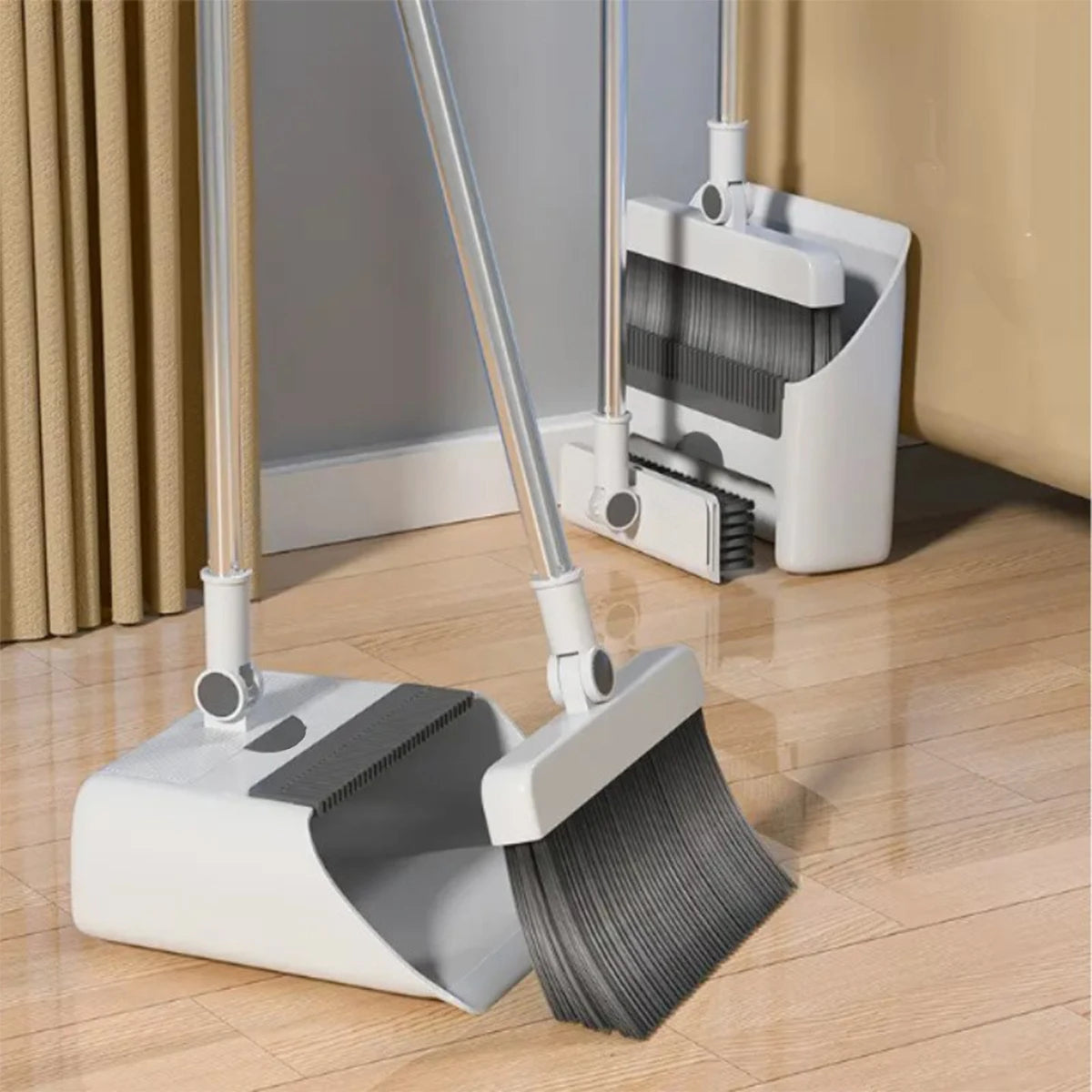 3 in 1 Long Handle Broom and Dustpan Set for Sweeping Without Bending