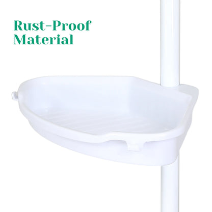 4 Tier Tension Pole Corner Shower Caddy for Maximum Bathroom Storage Without Drilling