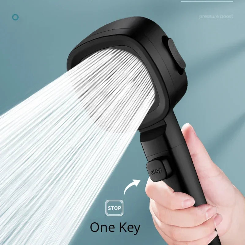 3 Mode High Pressure Water Saving Shower Head with One Touch Flow Control