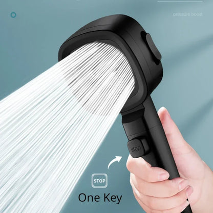3 Mode High Pressure Water Saving Shower Head with One Touch Flow Control