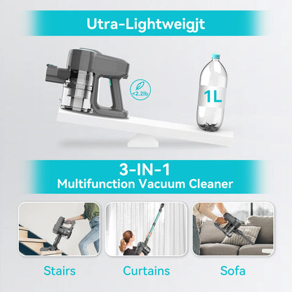 20Kpa Lightweight Cordless Stick Vacuum for Carpet Floors and Pet Hair
