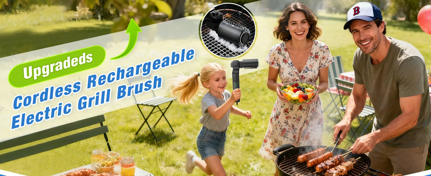 Cordless Electric BBQ Grill Brush for Deep Cleaning Heavy Grease Effortlessly