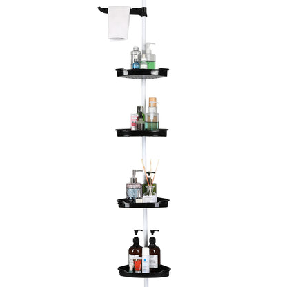 4 Tier Tension Pole Corner Shower Caddy for Maximum Bathroom Storage Without Drilling