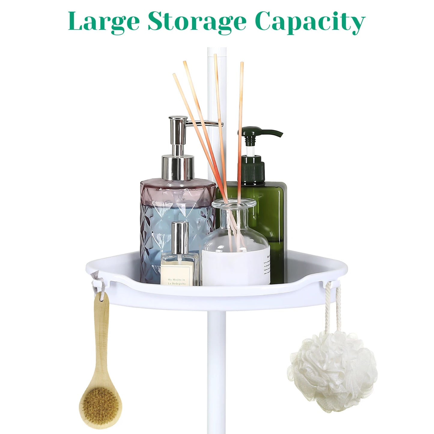 4 Tier Tension Pole Corner Shower Caddy for Maximum Bathroom Storage Without Drilling