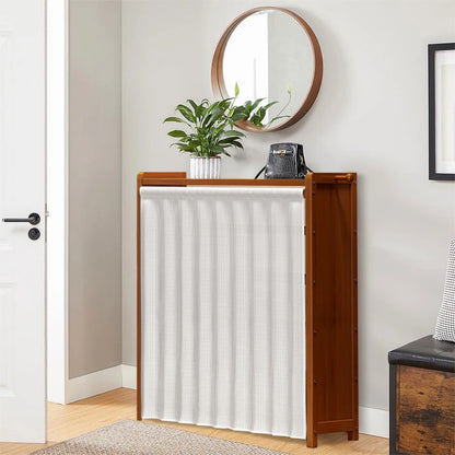 6 Tier Wooden Shoe Cabinet with Curtain for Elegant Dust Free Closet Shoe Storage