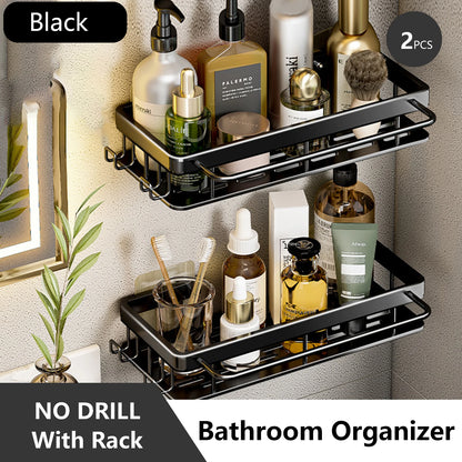 Rustproof Stainless Steel Suction Shower Rack for Bathroom Storage That Stays Put