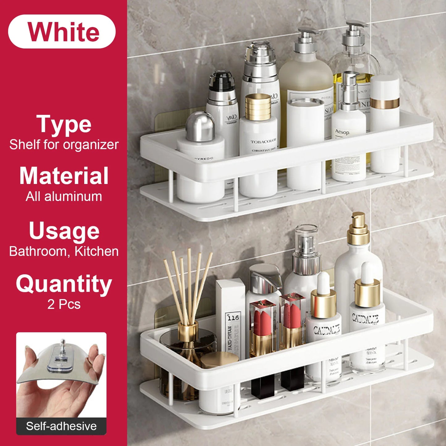 Rustproof Stainless Steel Suction Shower Rack for Bathroom Storage That Stays Put