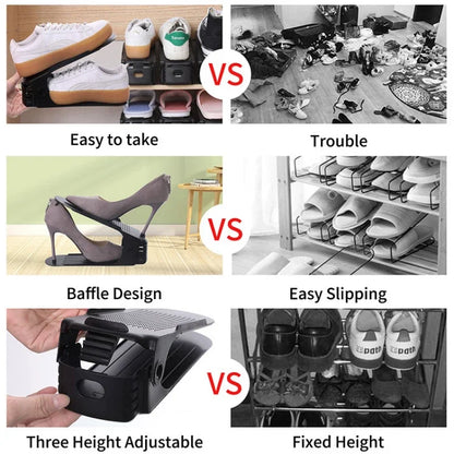 Adjustable Double Layer Plastic Shoe Rack for Modular Space Efficient Shoe Storage