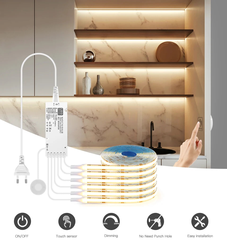 Dimmable LED Cabinet Strip Light with Motion Sensor for Instant Handsfree Lighting
