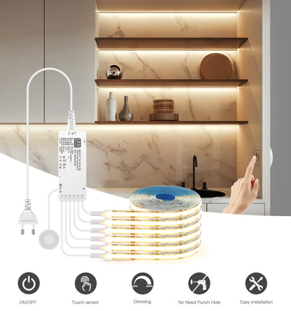 Dimmable LED Cabinet Strip Light with Motion Sensor for Instant Handsfree Lighting